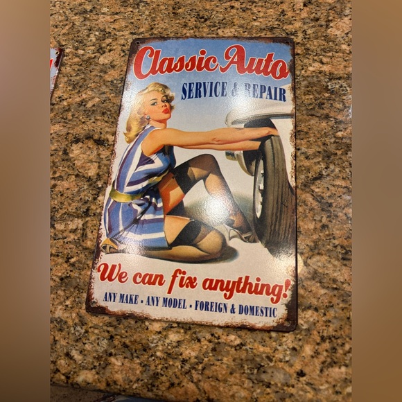 None Other - Classic Auto Service & Repair We Can Fix Anything 8x12 Metal Wall garage Sign